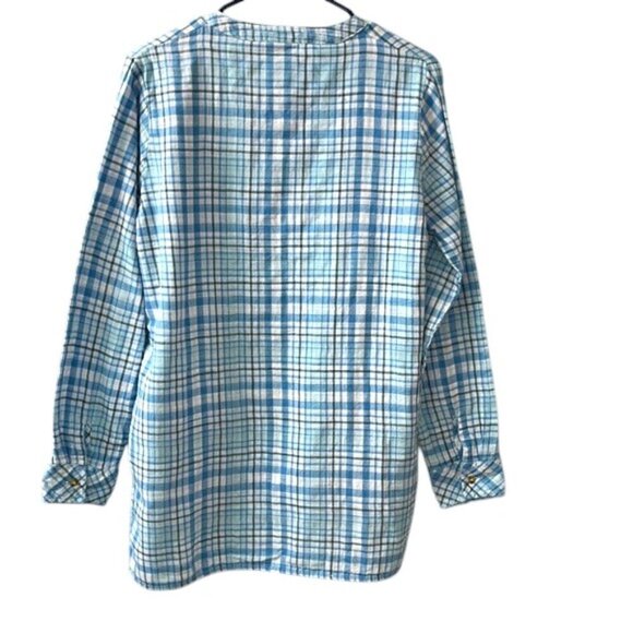 The Vermont Country Store Blue Plaid Gingham Popover Top - Picture 4 of 9